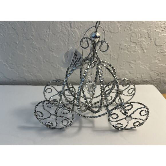 Holiday Time Cinderella Carriage Silver Bling Christmas Ornament - Picture 2 of 4